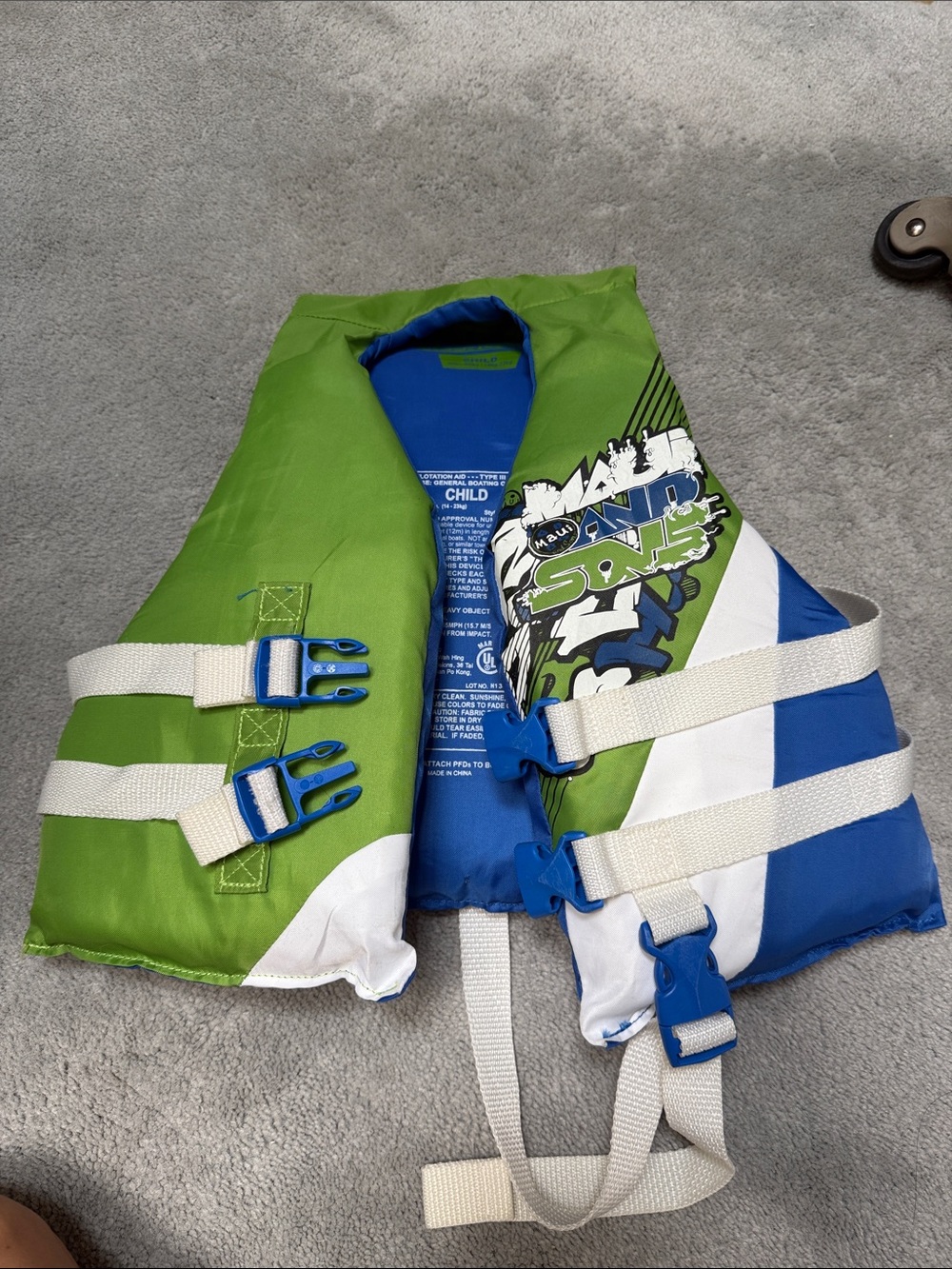 Child Life Jacket - Green Blue White